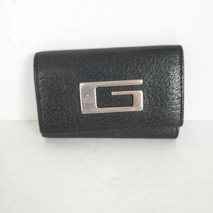 Gucci Black Leather Wallet with Silver G Hardware